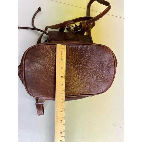 Borse In Pelle Brown Cognac Leather Backpack Made In Italy Bag Pockets Travel - Picture 7 of 12